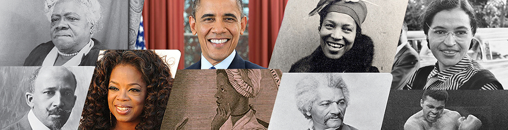 a collage of color and black and white photos of prominent African-Americans