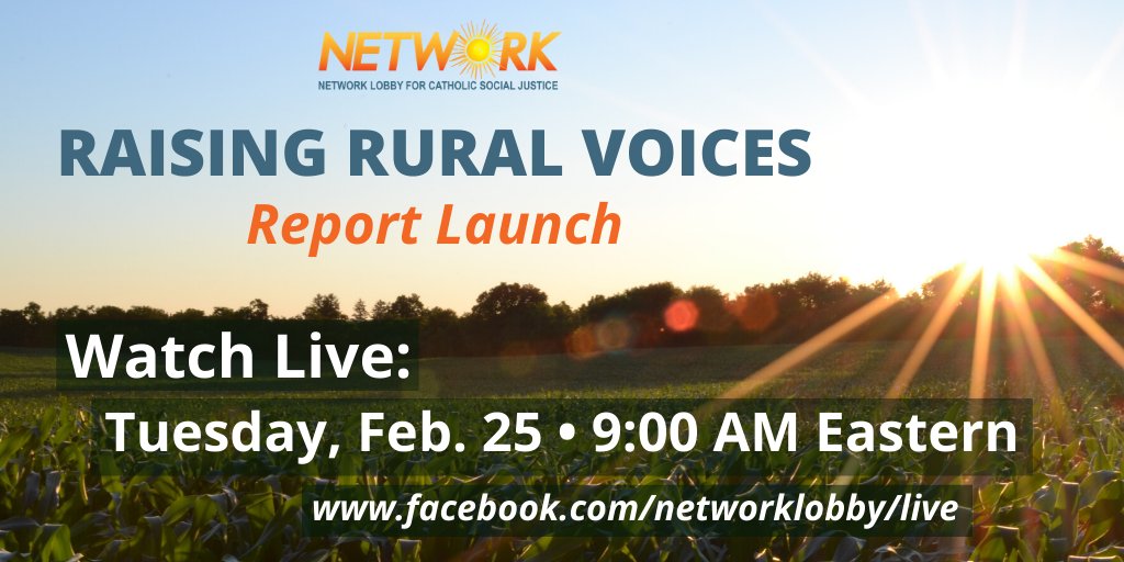 Join me and <a href="/Lawrence/">Lawrence O'Donnell</a> tomorrow morning to launch <a href="/NETWORKLobby/">NETWORK Lobby for Catholic Social Justice</a>'s new report about issues that rural communities face every day. 
#MendTheGaps