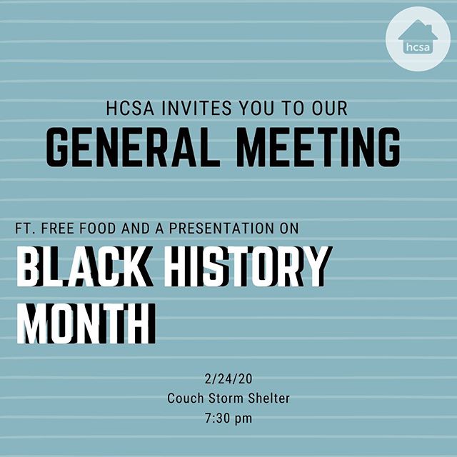 OUHCSA's tweet image. The meeting this week is a great opportunity to learn about and appreciate black history month! As always there’s free food too! See you in the couch storm shelter at 7:30PM tonight!