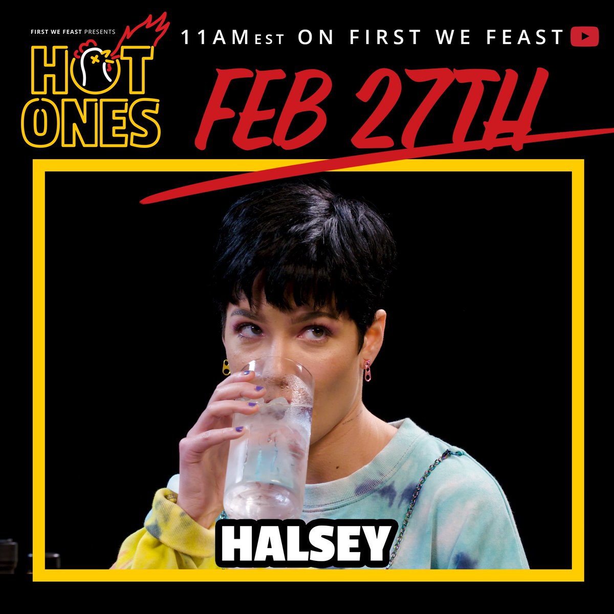 firstwefeast's tweet photo. This week on #HotOnes we got @halsey vs. the wings of death 🔥 https://t.co/R7VkTQtC4I
