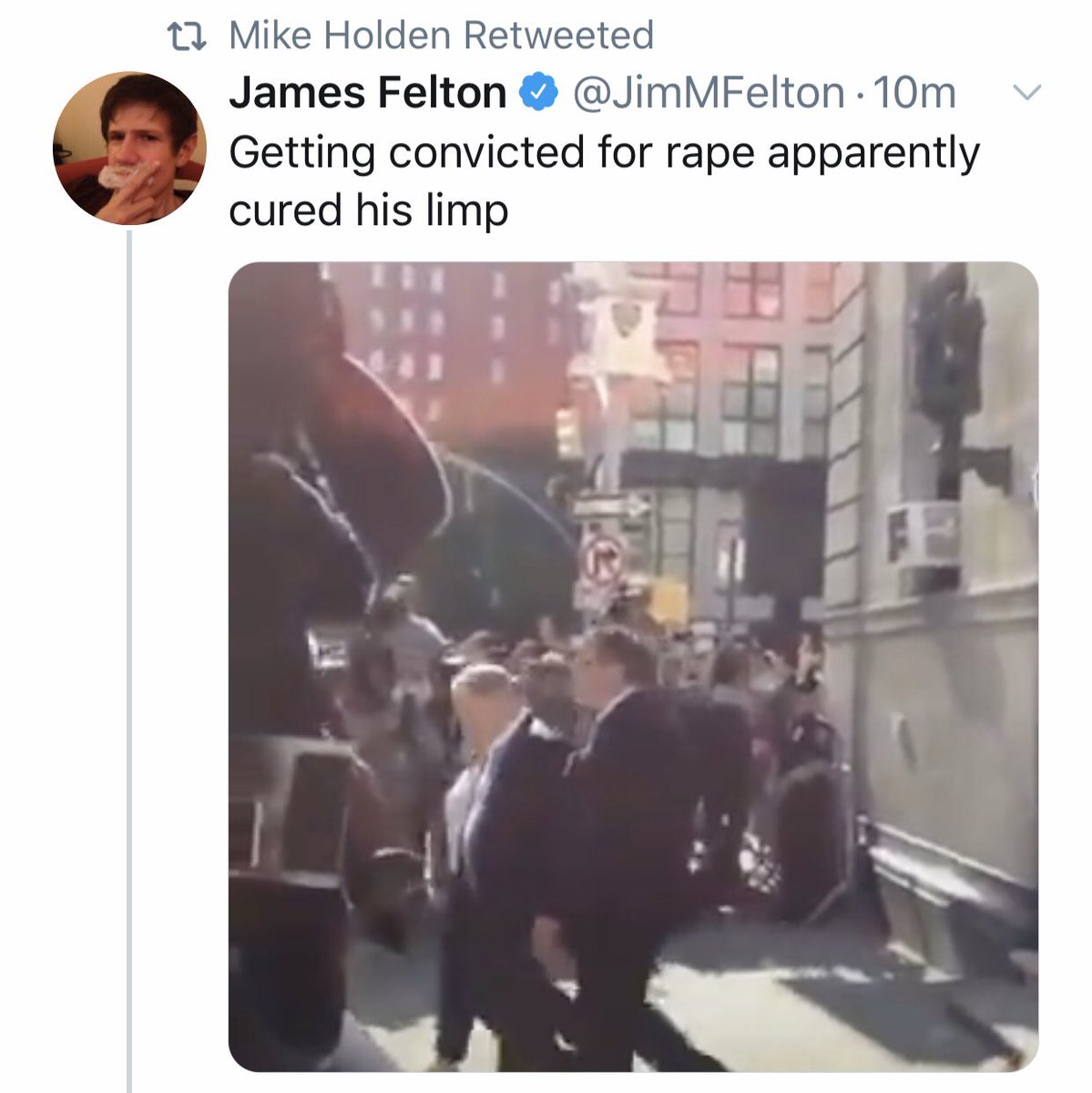 DennydimpDen's tweet photo. #HarveyWeinstein #walkingframe miracles do happen it would seem you just have to be convicted of sex related crimes! Huge #Respect to the brave ladies who stood up to this #sexualpredator &amp; won 🙏🏻 Shocked that the #zimmer was merely a prop 🙄 what a monster https://t.co/F7mUKYlyik