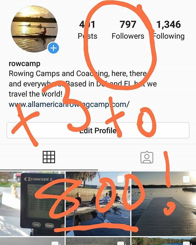 Help Us get to 800 followers!  Just need 3 more fun, exciting,  boat, minded people! #messingaboutinboats #lifeisgood #exploreflorida #gooutside #livelifehappy #rowingmorethanasport #rowingrelated #this_dosent_suck #rowing #vespoli #concept2 #croker #regattadogs #dogsofinsta…
