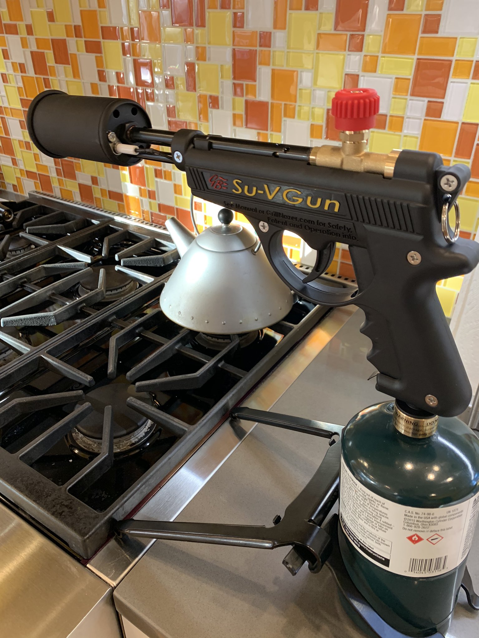 petecheslock@hachyderm.io on X: Leveling up my home blow torch game. With  my Grill Blazer Su-V Gun.  / X