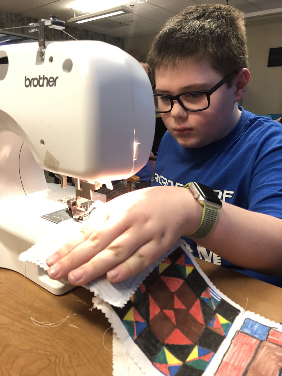 AOESPS's tweet photo. While investigating the Underground Railroad, students learned about the use of secret messages in quilts to help guide those that escaped. In typical engineering fashion, we then created and sewed our own quilt with original messages. @officialSPS #autheticlearning #spschoice https://t.co/nr52AZInr2