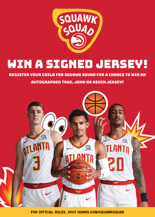 cinemoms's tweet photo. Atlanta Hawks Squawk Squad!

Click here to register: https://t.co/pg0UzOyDDo…

Be a part of our #SQUADGOALS! Register your child for Squawk Squad now through Mar. 27 and you will be automatically entered to win either a Trae, John or Kevin autographed jersey! https://t.co/vb25hOXKHs