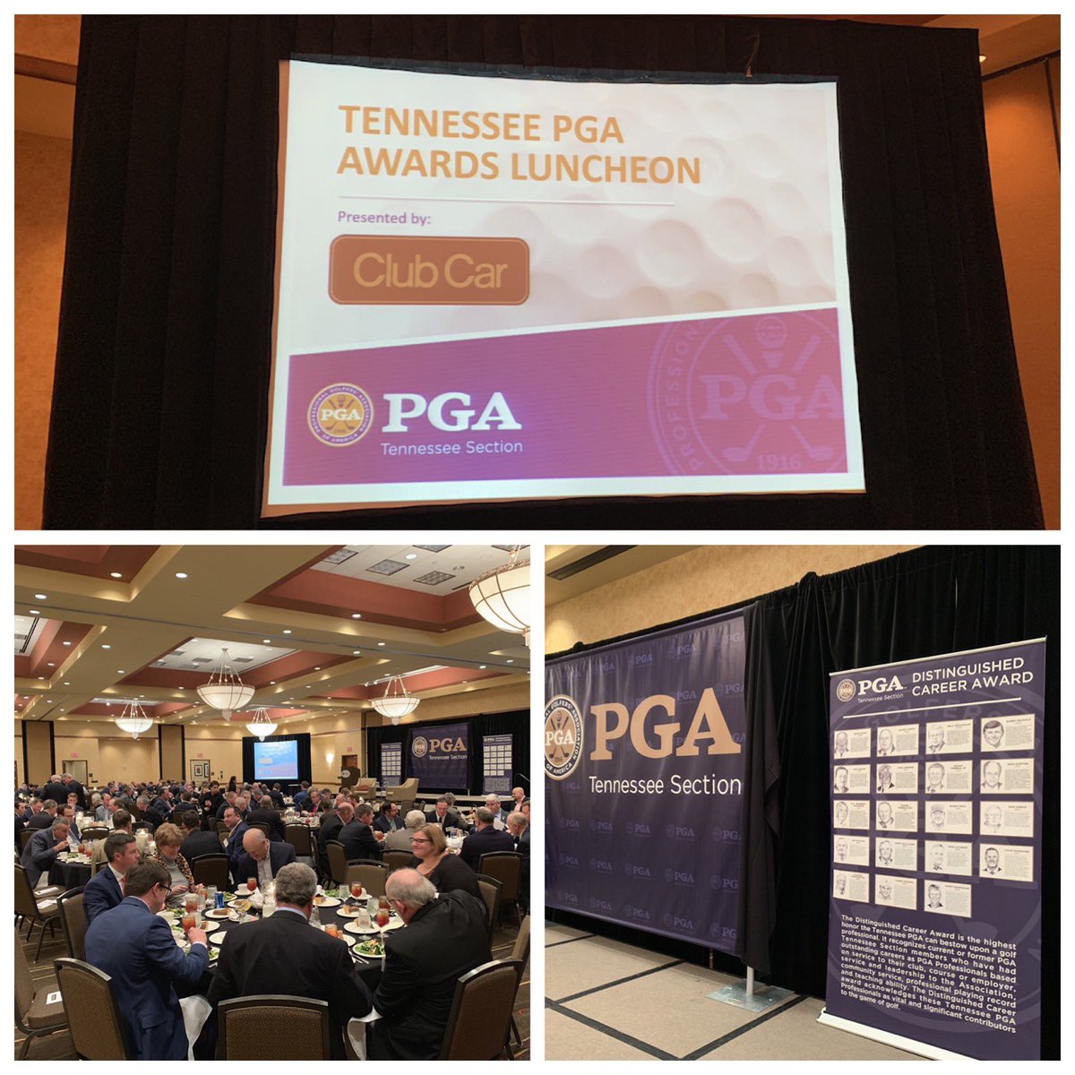 TennesseeGCSA's tweet photo. Thank you @TennPGA Executive Director Clayton Hromadka and the TN PGA board of directors for inviting us to attend the annual awards luncheon. Congratulations to all the award winners. #FirstClassEvent https://t.co/vniPtNdH1f