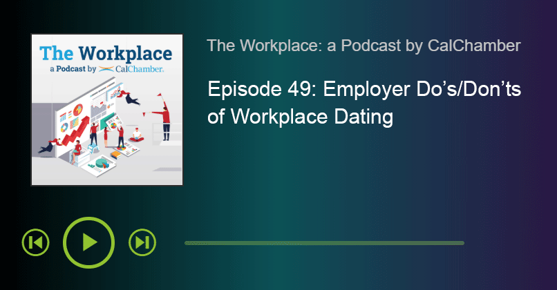 CalChamber's tweet photo. In this week's podcast, #employmentlaw experts discuss #workplacedating reminders for employers, policies and handling workplace dating, and love contracts. #TheWorkplace #podcast #hr @ShawLawTweets
https://t.co/WZKDCNojSd https://t.co/YzrAmzSEdd