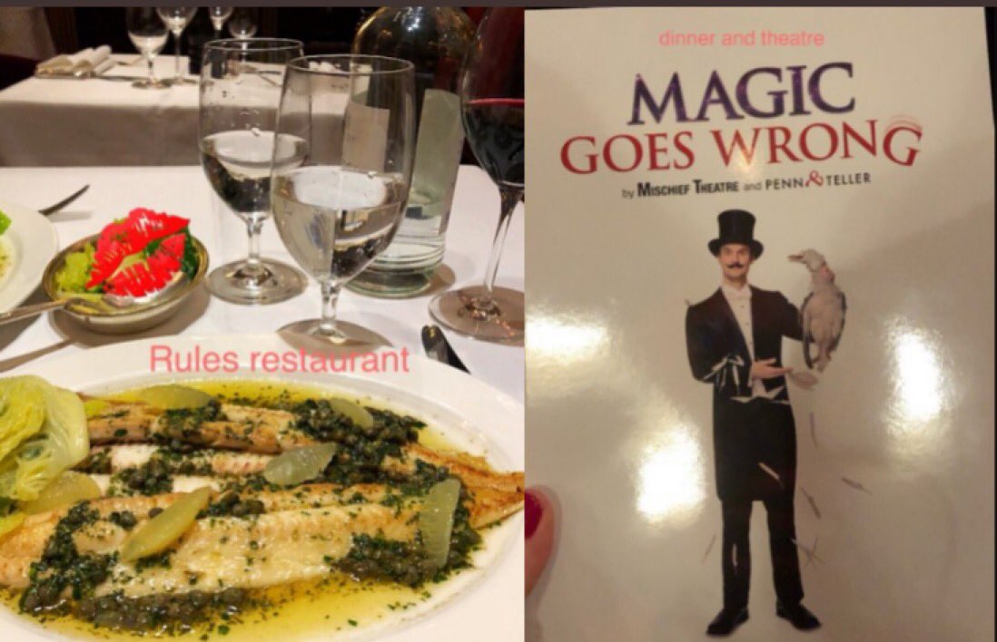 Bustycharlotte0's tweet image. dinner and a show.  Thank you Mr A #funtime #rules #magicGoesWrong #theatre