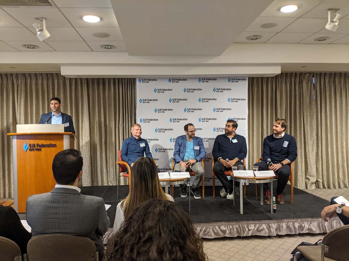 benngoodman's tweet image. .@UJAfedNY Young #Hospitality/#Tech &amp;amp; Venture Capital Divisions present When Hospitality Goes High-Tech. Moderated by Sean O&apos;Neill of @skift w/ panelists Dmitry Koltunov of @ALICEplatform, Kinesh Patel of @SevenRooms &amp;amp; Richard Valtr of @MewsSystems. #TechVision2020 #TechTrends