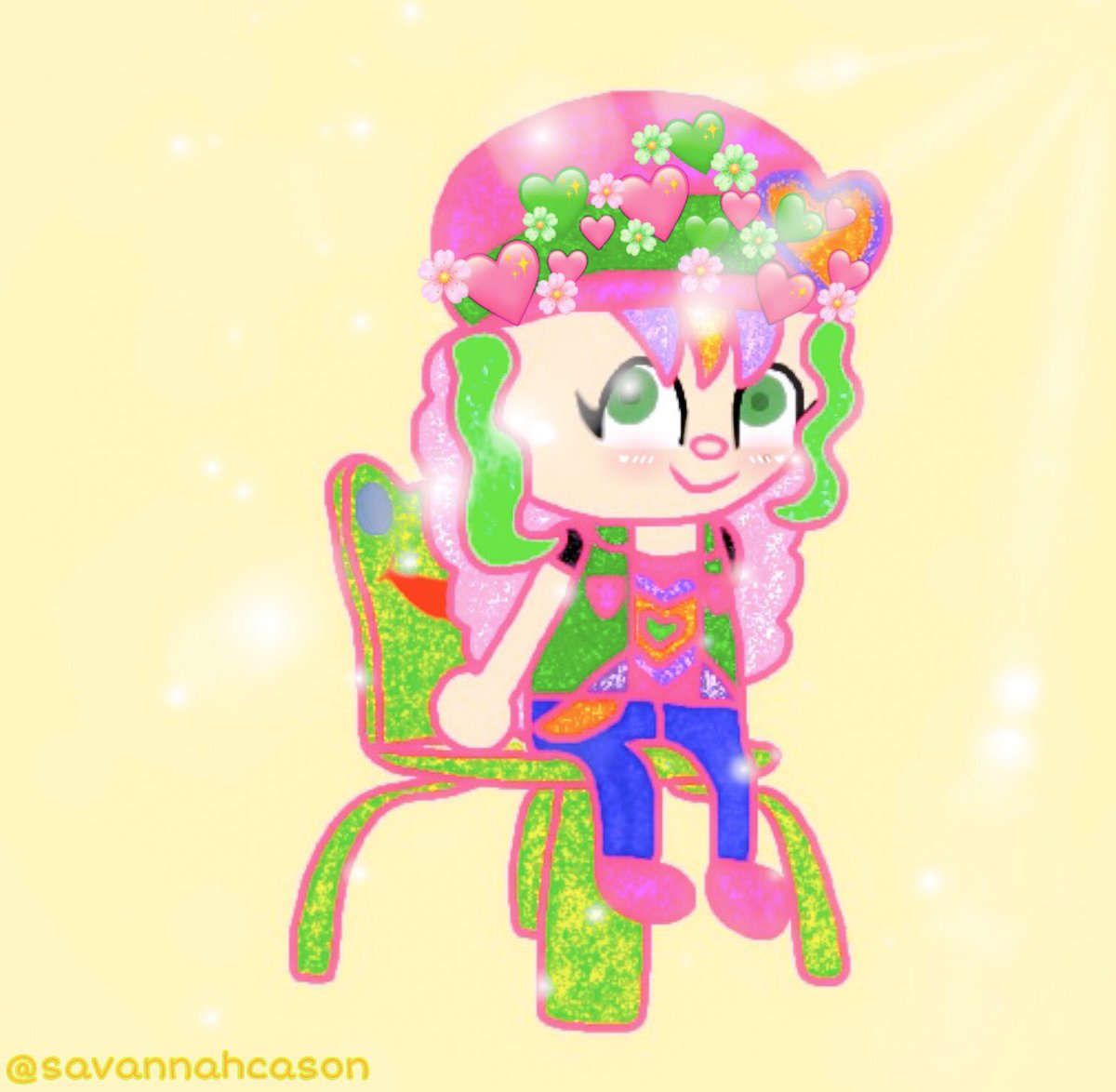 SCSkullRose98's tweet photo. Me Sitting in Frog Chair🐸🪑
#AnimalCrossing #Fanart #FrogChair #Nintendo #SavannahCasonArt https://t.co/DqkpOryIw0