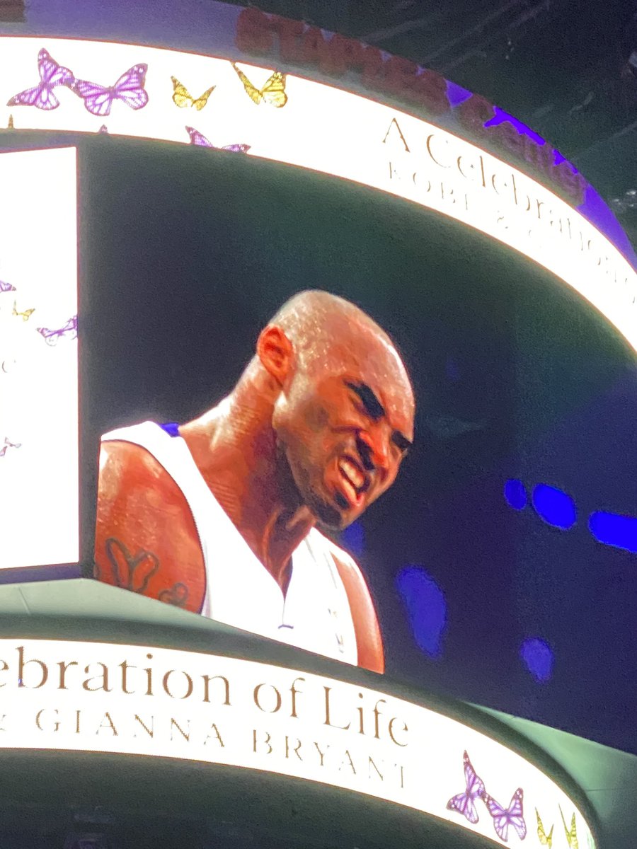 NicoleFierro's tweet photo. Beyond blessed that I was able to experience @kobebryant memorial @STAPLESCenter   Thank you #vanessabryant for allowing us to be part of this special moment. We needed it. 💜💛 #Mambacita #MambaForever https://t.co/Kje2auljUu