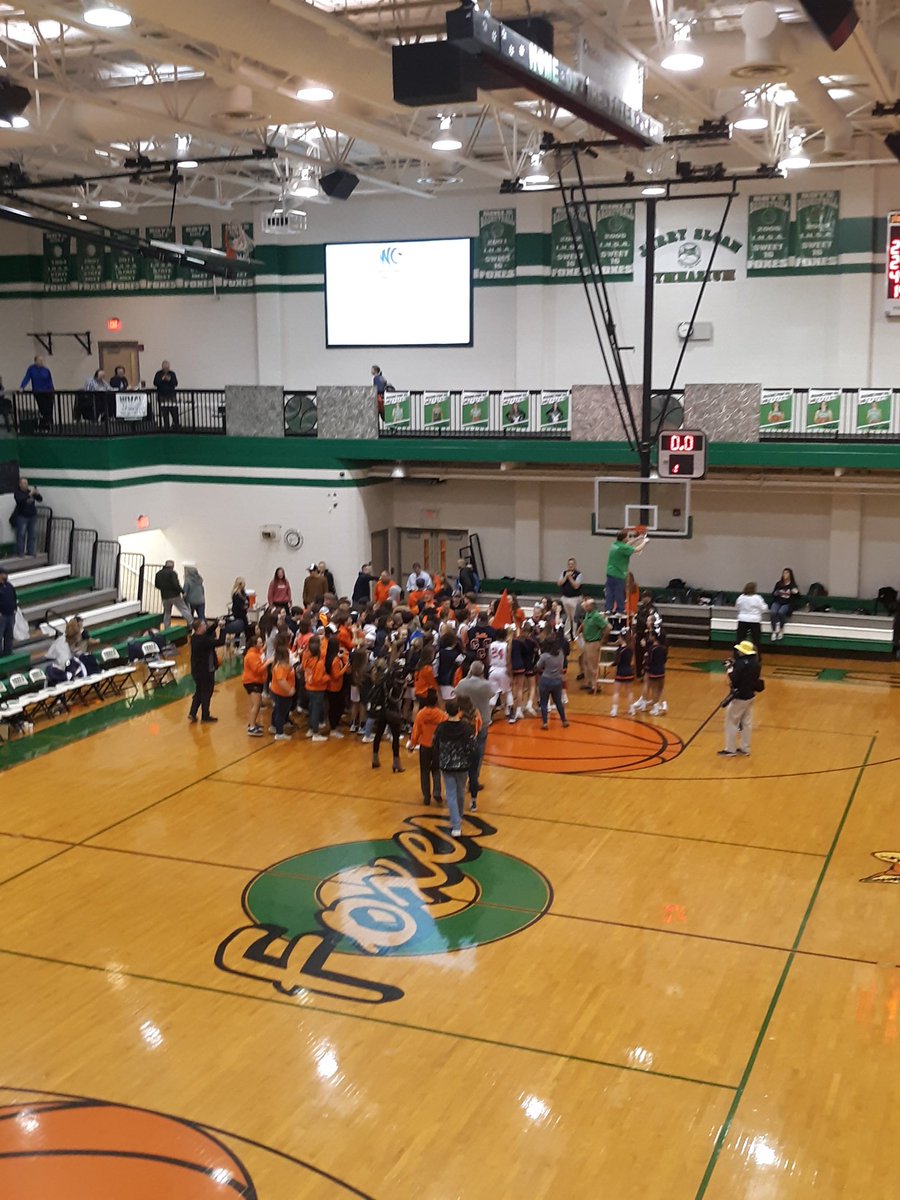 View from above as the student section empties after the Lady Lions punch their ticket to Bloomington with a 2-point win over T-Town. Congrats and good luck to Coach Crain, Coach Gibbs, and all of the Lady Lions! Great students, great players, and great kids. Congrats to all!