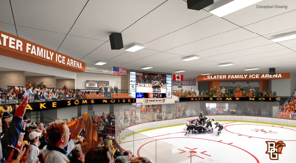 JordanStrack's tweet photo. This is the next project for BGSU. They're hoping to build a mezzanine in the south end of Slater Family Ice Arena. It's a $7 million project. They've got $3 million already committed  from the Slater Family &amp; one other donor.

Here are some conceptual drawings: https://t.co/lX9lwFDKW4