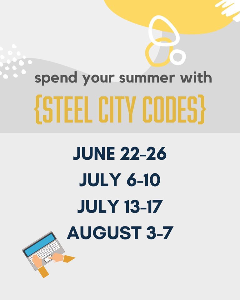 steelcitycodes's tweet photo. Our 2020 summer session dates have just been finalized! Registration will be opening shortly, but until then, spread the word. We hope you can join us this summer! #steelcitycodes https://t.co/1PTHumt14p