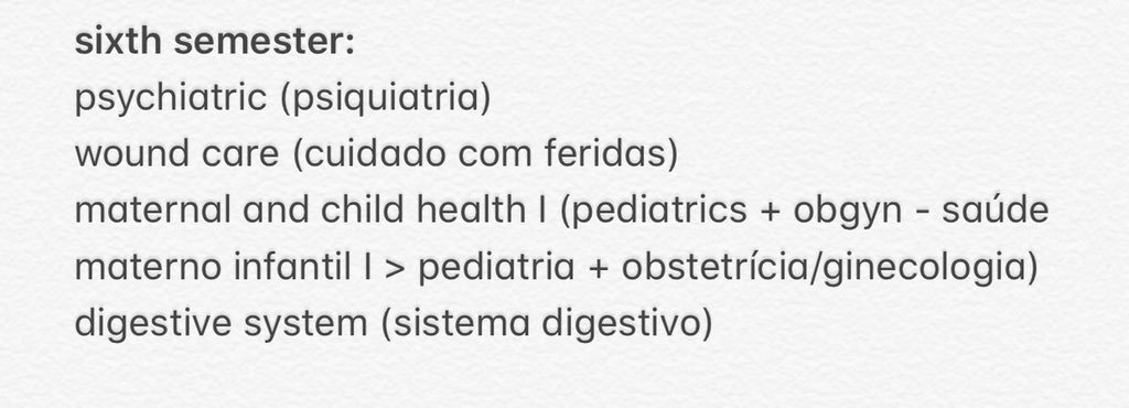 ∘ 𝒔𝒖𝒃𝒋𝒆𝒄𝒕𝒔 𝒊’𝒍𝒍 𝒉𝒂𝒗𝒆 𝒕𝒉𝒊𝒔 𝒔𝒆𝒎𝒆𝒔𝒕𝒆𝒓: i’m really excited to have maternal and child health I bc pediatrics is a specialty i’m thinking about