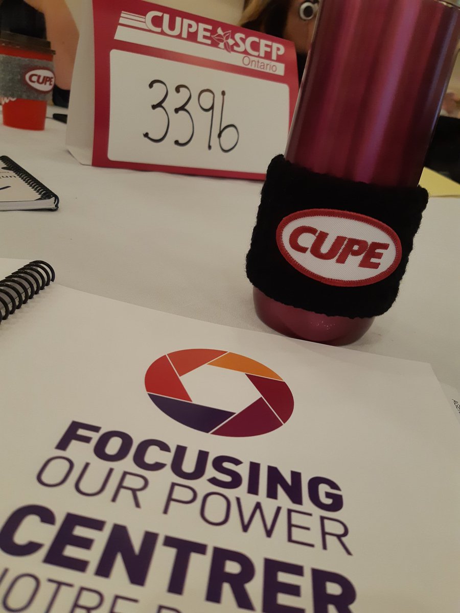 CUPE3396's tweet photo. @CUPE3396 is in the house at the @osbcucscso Convention 2020!!
Thanks to Leigh-Anne  @crafter23 for giving our team the coolest CUPE cup cozies!!
#focusourpower
#osbcu2020 https://t.co/HO1qfBUxKN
