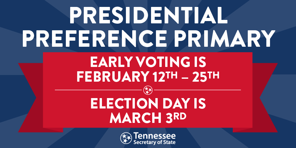 tnsecofstate's tweet photo. Today is the FINAL day of early voting for the Presidential Preference Primary election. Skip the lines on Election Day and cast your ballot today! To find a polling location near you, download our GoVoteTN app or visit https://t.co/n8IpyV4eFw. #TrustedInfo2020 #GoVoteTN https://t.co/OgavZYom9A
