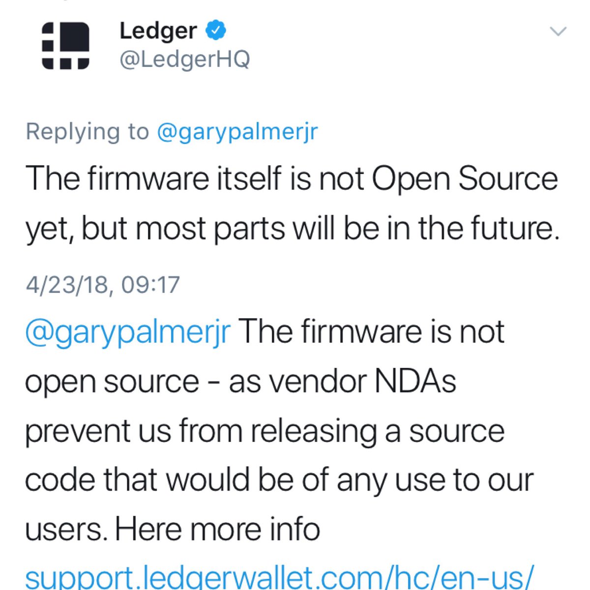 garypalmerjr's tweet image. Also, Ledger is not Open Source, &amp;amp; never will be. #OpenBlockchain #Blockchain