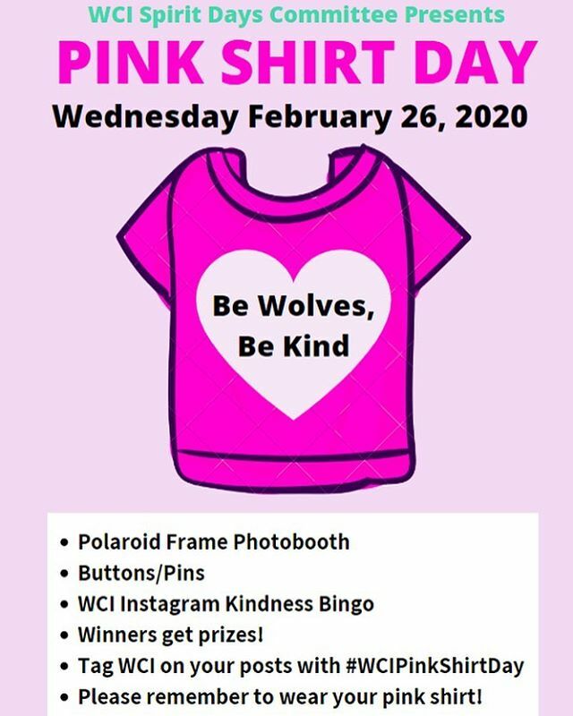 WCI_YRDSB's tweet photo. Wednesday is PINK SHIRT DAY! 👚It’s a day when people come together by wearing pink shirts to school or work to show they are against bullying. 👚

We really hope that all WCI staff &amp; students will wear PINK on Wednesday to show our support for having … https://t.co/MqmE8c6bul https://t.co/dVR5Qj1pag
