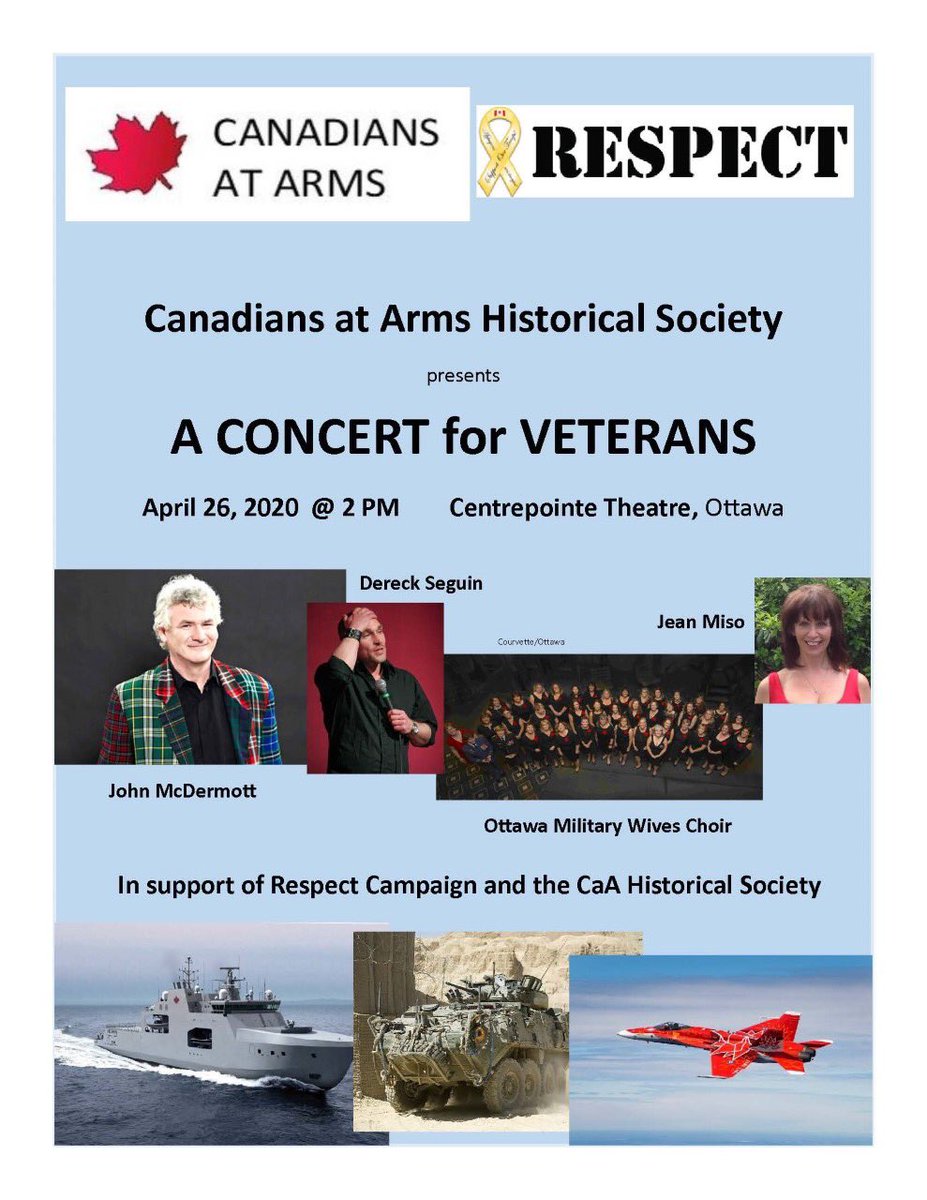 CMWC_Ottawa's tweet photo. We are honoured to be performing in A Concert for Veterans in support of the Respect Campaign and the CaA Historical Society. 

Sunday April 26, 2020, at 2 pm at the Centrepointe Theatre Mainstage. https://t.co/NOgCdUCFol