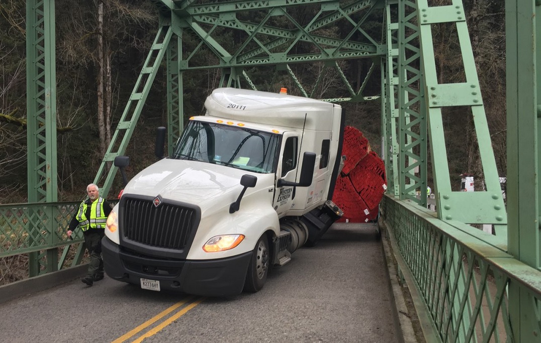 TRAFFIC The Troutdale Bridge is closed after a semi flipped while