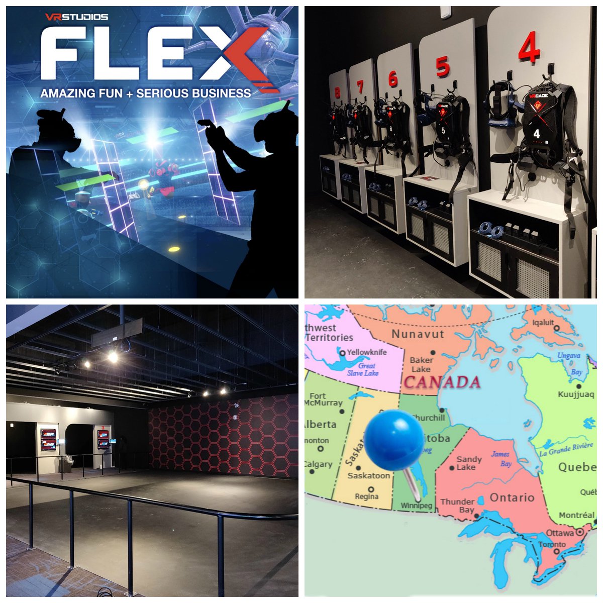 VRStudiosUSA's tweet photo. Winnipeg has had gaming centers before but nothing on the scale of what @therecroomwpg has built. And our Flex Arena is now open for up to 8 players! So come on down to Seasons of Tuxedo and see what amazing fun #VR can be. #virtualreality #VRstudios #therecroom #FEC #LBE https://t.co/ypZBO0TFUW