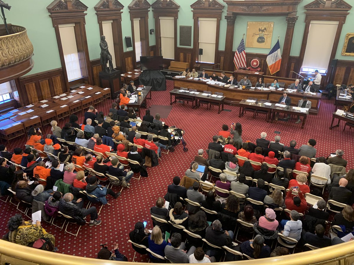 RTCNYC's tweet photo. After more than 7 hours of testimony, close to 80 people testified in support of @NYCCouncil @NYCSpeakerCoJo @NYCMayor passing #Intro1529 + #intro1104 to #ExpandRTC! Thanks to our bill sponsors @MarkLevineNYC + @Vanessalgibson for championing #RightToCounsel! https://t.co/IZM0Z1MtOY