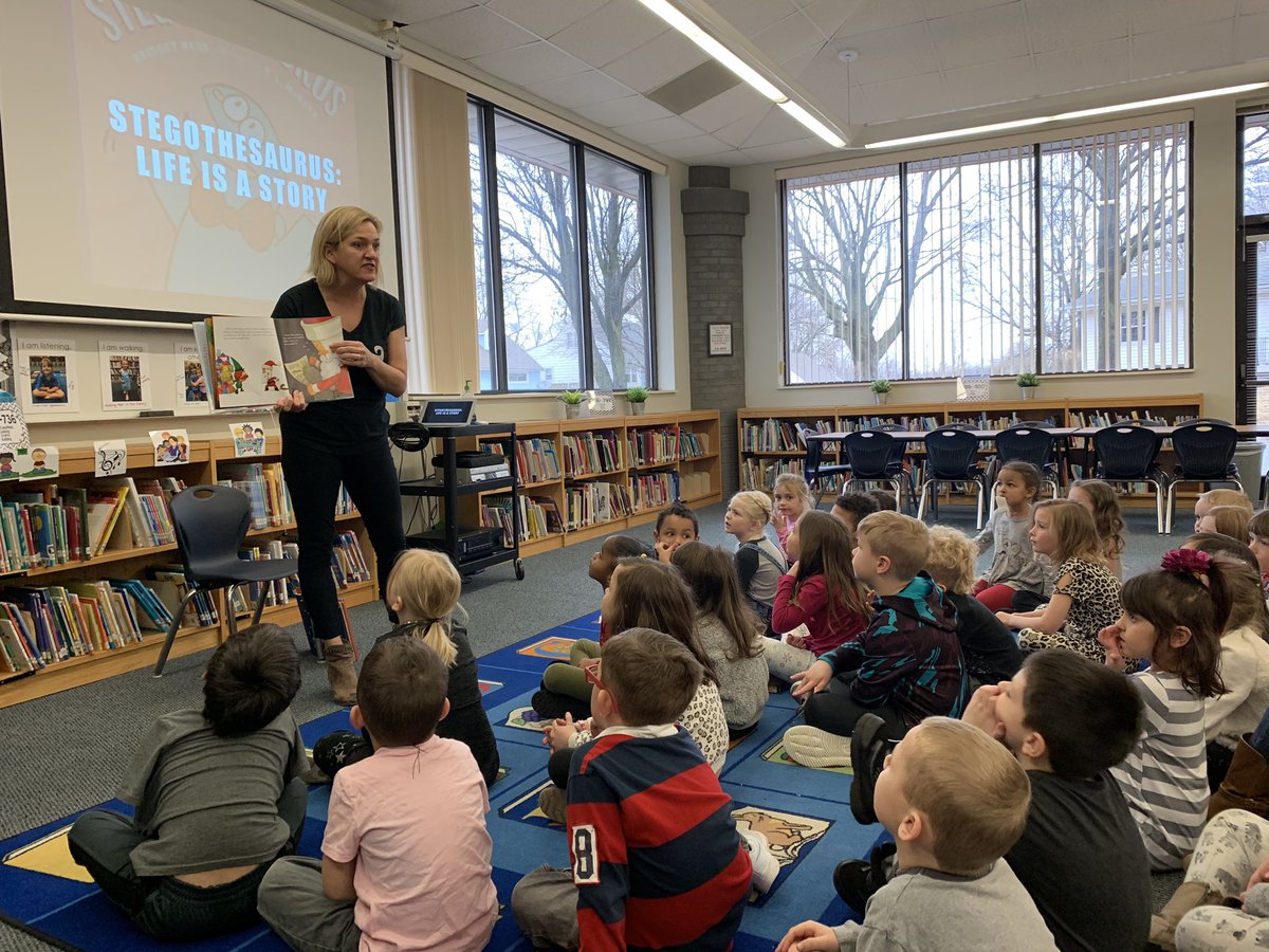Author Bridget Heos reading to our kinders! <a href="/RVRoadrunner/">Ridgeview Elementary</a> #lpsleads