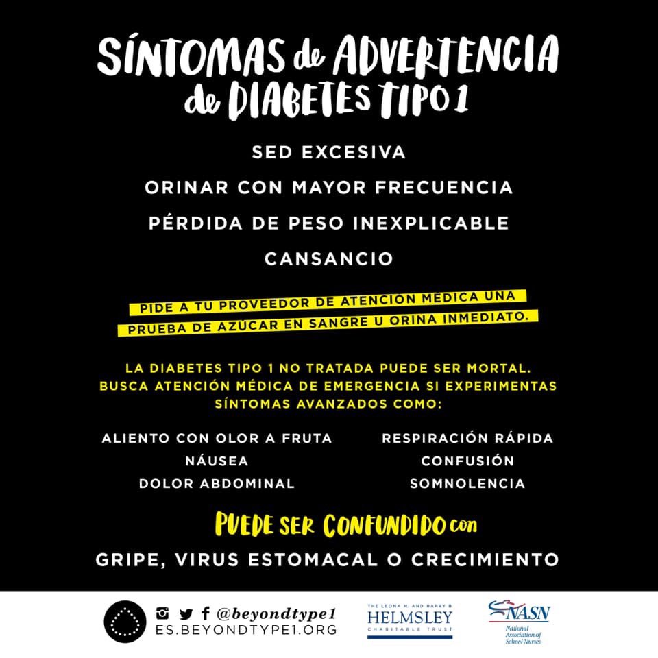carolynboardman's tweet image. ¿Conoces las 4 señales de advertencia de diabetes tipo 1? ¿Sabías que la diabetes tipo 1 es una enfermedad autoinmune que puede afectar a cualquier persona a cualquier edad? #T1D #Hola @BeyondType1