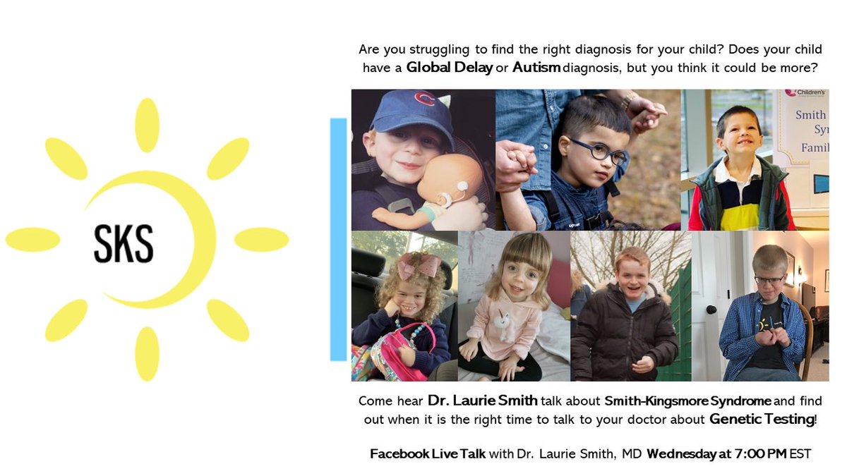 SmithKingsmore's tweet photo. Join us live on Wednesday at 7 pm EST! https://t.co/0GahCDrq4G
#autism #globaldelay #globaldevelopmentaldelay #epilepsy #RareDiseaseDay https://t.co/Up6YroqUF3