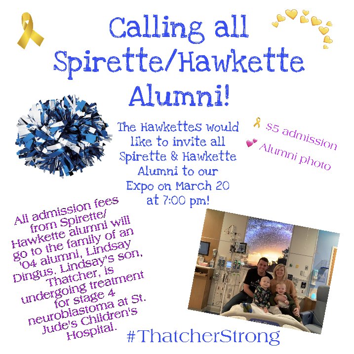 hawkettesdance's tweet photo. Were you a Spirette?? How about a Hawkette?? Time to unite to support one of our own! ππ #ThatcherStrong #HawkStrong #OnceaSpiretteAlwaysaSpirette Team Thatcher D https://t.co/rsvMg1uhRX