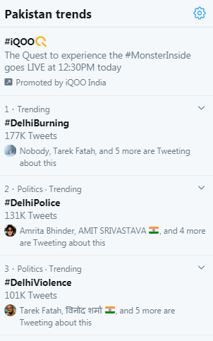 43 #PakTrendsSo Delhi sees communal violence and Voila .. the TOP THREE trends in the Land of the Pure get dedicated to that!!Now pl tell me there is no 'moral' support from across the borders to the instigators - both online as well as those on the streets.