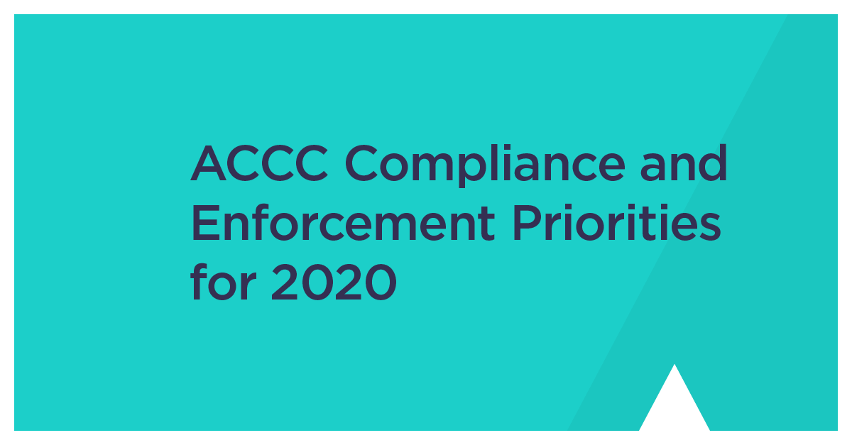 acccgovau's tweet photo. ACCC 2020 Compliance and Enforcement Priorities:

- Consumer guarantees remain our number one issue
- Competition and consumer issues in the funeral services sector
- Active role in preventing deceptive conduct in the marketing of food products

Full list in the thread https://t.co/4HGBCA75Xb