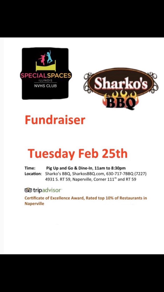 NeuquaSpaces's tweet photo. Come out and show some #communitysupport Tuesday February 25th for a fundraiser  @SharkosBBQ! We hope to see you there! @NeuquaValley @MsGeraldNVHS https://t.co/tVXmhUwU10