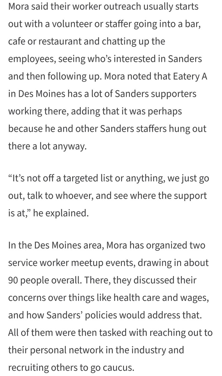 Ben Mora, working-class and seemingly intersectional campaigner by day, right-wing shitposter by night (probably corrupted by Chapo Trump House and co). Real Strasserite, NazBol stuff here. https://iowastartingline.com/2020/02/01/baristas-for-bernie-sanders-service-worker-strategy-to-win-iowa/