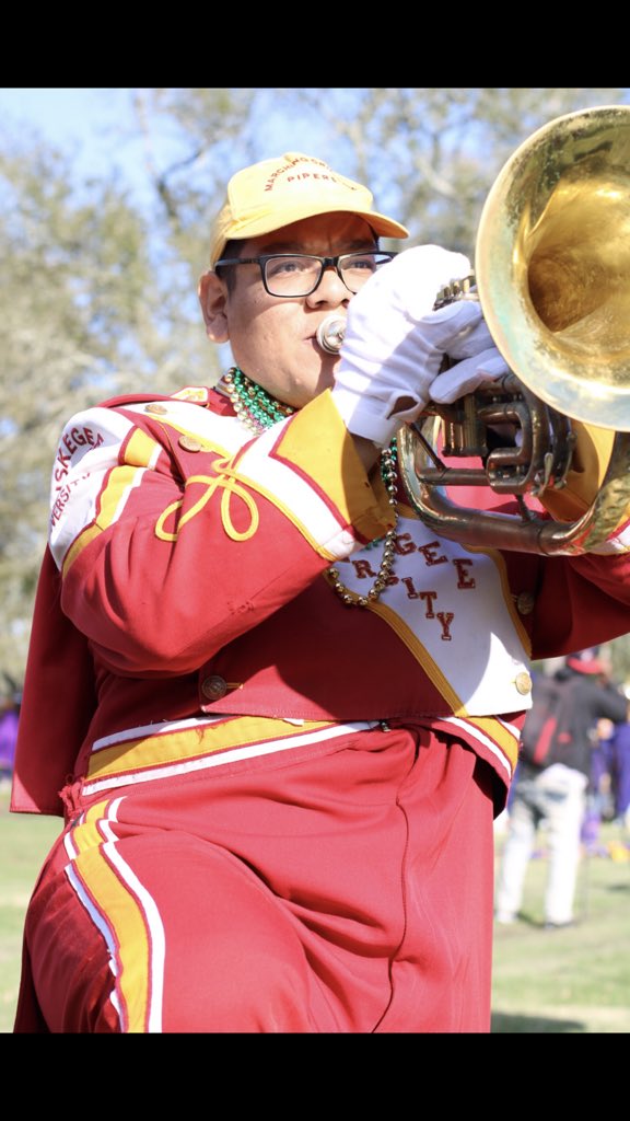 256MunCh's tweet photo. Mardi Gras parade was a success 💪🏽💯💯#Tuskegee_RYS20 #MCP #BaritoneSection https://t.co/XBIBKHTnzl