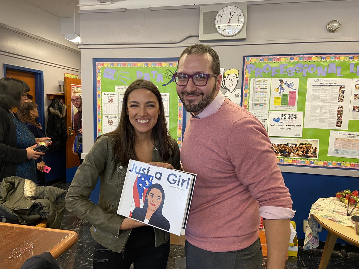 Inspiring moment. @AOC @RepAOC loved the children’s book she inspired me to write entitled “Just a Girl” #originalstories #bringvoicestolife #mrgslearningseries