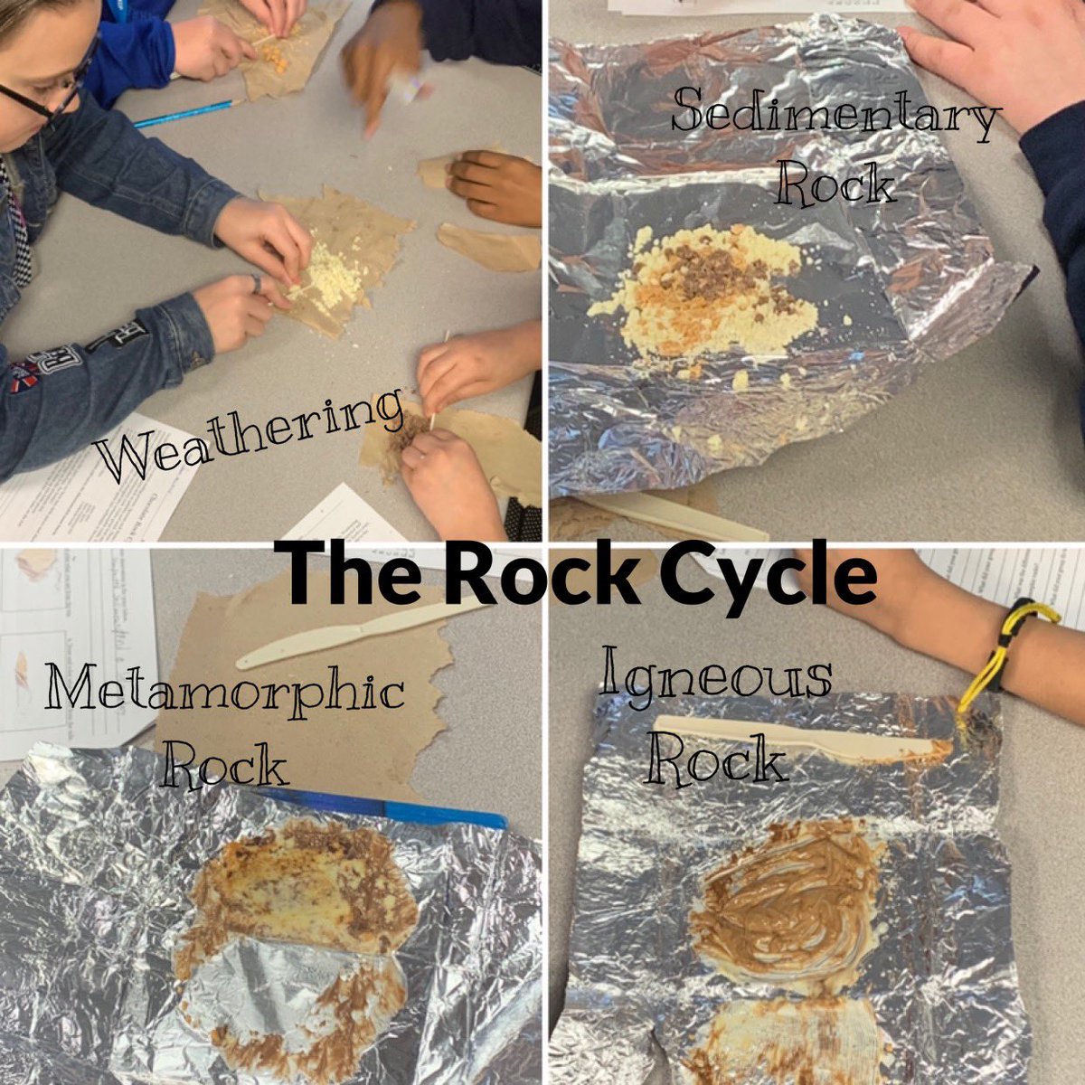 Keisha Telford (@kltelfor) on Twitter photo 6th grade <a href="/RochellRangers/">Rochell Elementary</a> working through the rock cycle with chocolate #rockwallelemsci #handsonlearning 6th grade <a href="/RochellRangers/">Rochell Elementary</a> working through the rock cycle with chocolate #rockwallelemsci #handsonlearning