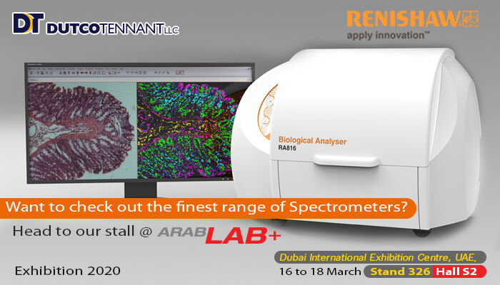 Dutcotennant's tweet photo. Inviting you all to #Arablab to explore the magnificent range of Spectrometers from RENISHAW. Know more- https://t.co/QkMq0iityc. Do visit Stand: 326, Hall: S2 @ Dubai International Exhibition Centre, from 16th-18th March. #Arablab2020 https://t.co/KiMWEi2wr2