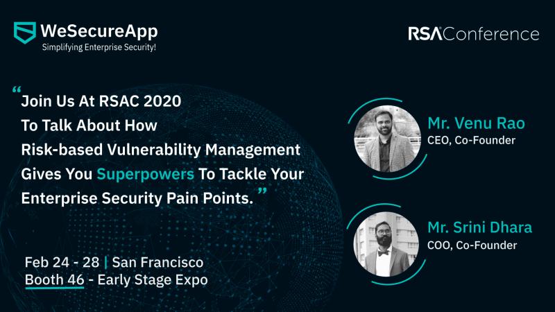 ICE71_'s tweet photo. Our #ICE71Scale startup @WeSecureApp is at
@RSAConference 2020 at San Francisco! If you happen to be nearby, visit them at Booth #46 at Early Stage Expo to find out more about their #cybersecurity solutions. https://t.co/u6WjGO3KYp
@singtelinnov8 #NUSEnterprise #rsac #rsac2020 https://t.co/zEZmFlxyXH
