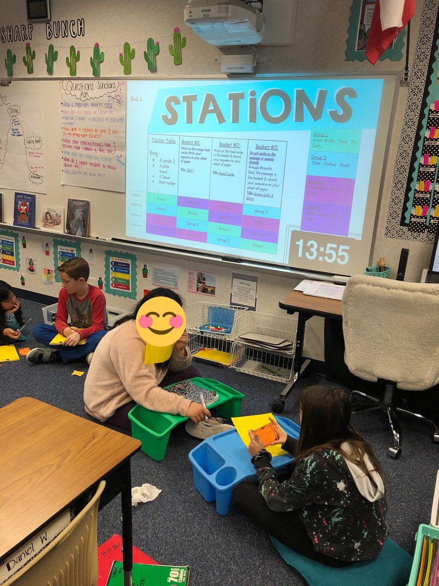 CBond04's tweet photo. Block 2 working on stations today! 📝📖📚 @StoryFalcons https://t.co/sXc4l08zHC