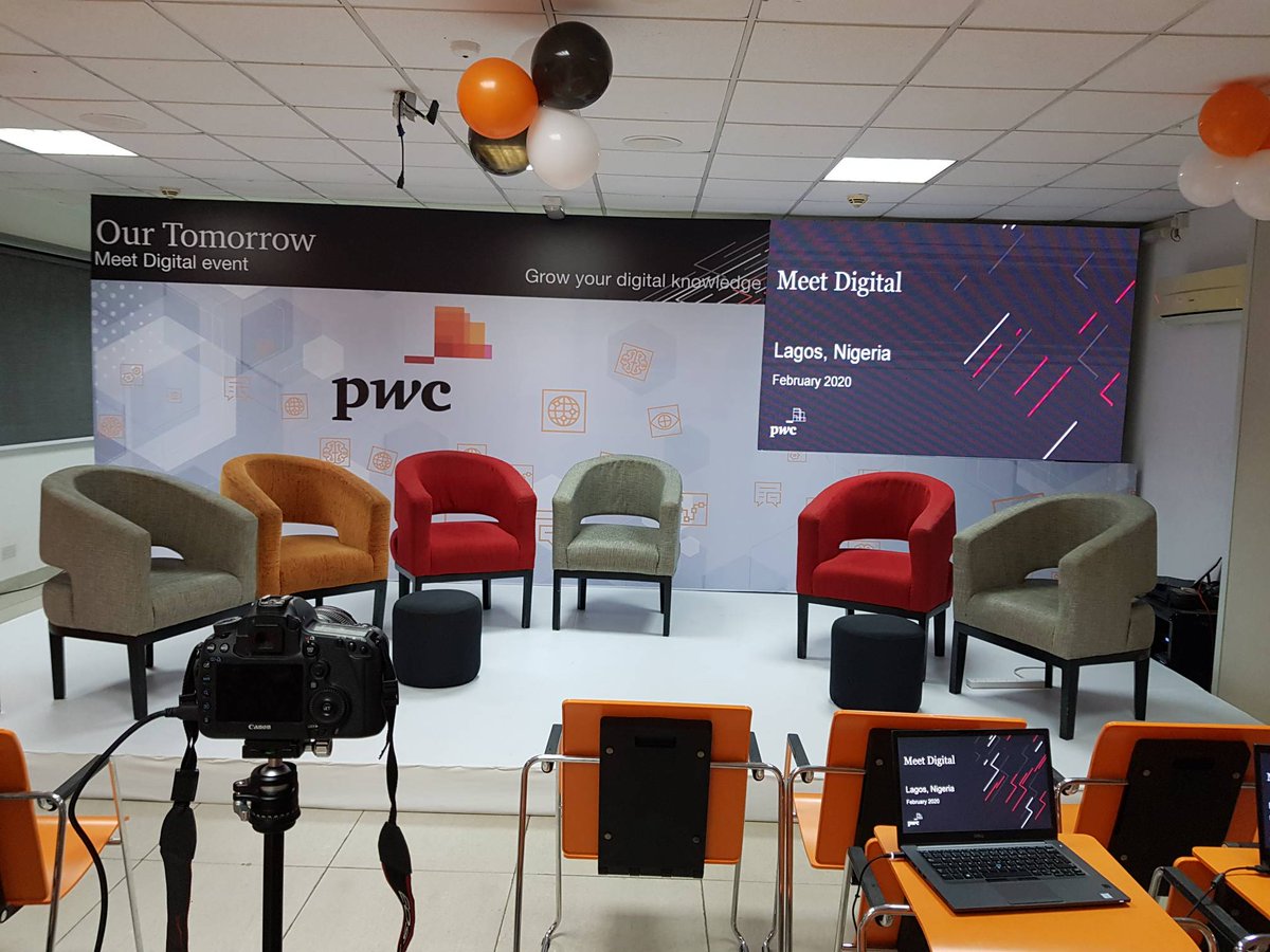 PwC_Nigeria's tweet photo. All is set for the #MeetDigital event holding at our Lagos office. We will be discussing how #AI and pattern recognition could change the professional services industry. #OurTomorrow #PwC https://t.co/c4BQIrHpLf