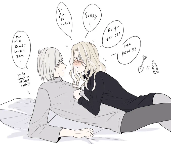 here is Gravekeeper x Bartender for no reason-
their different personality is somehow cute together so I accidentally ship it- 
