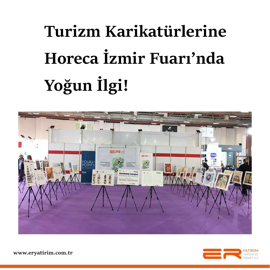 İzmir HORECA Fuarı’nda sergilenen, ana sponsoru olduğumuz 10. Uluslararası Turizm Karikatürleri Yarışmasında dereceye giren eserler fuar katılımcıları tarafından yoğun ilgi gördü.
#eryatırım #turizmkarikatürleri #horecaizmir