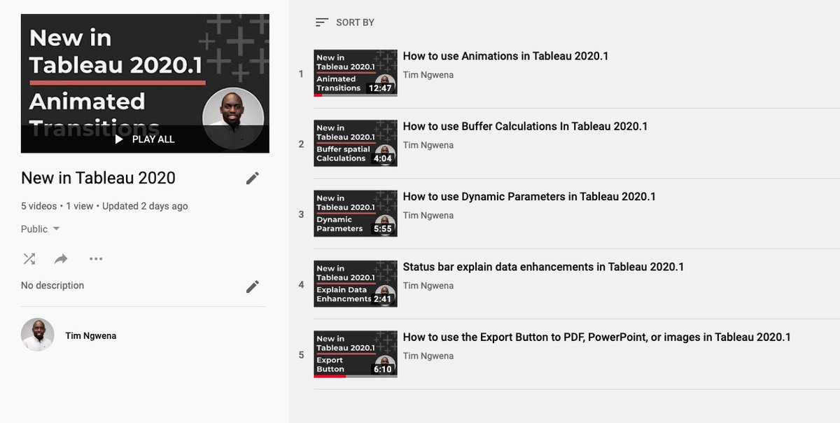 Tableau 2020.1 is out, and so's my playlist on the new desktop features over in YouTube. Animations, dynamic parameters, buffer calculations and more, with more features to be added over the next 2 weeks.  youtube.com/playlist?list=… #Tableau #Salesforce