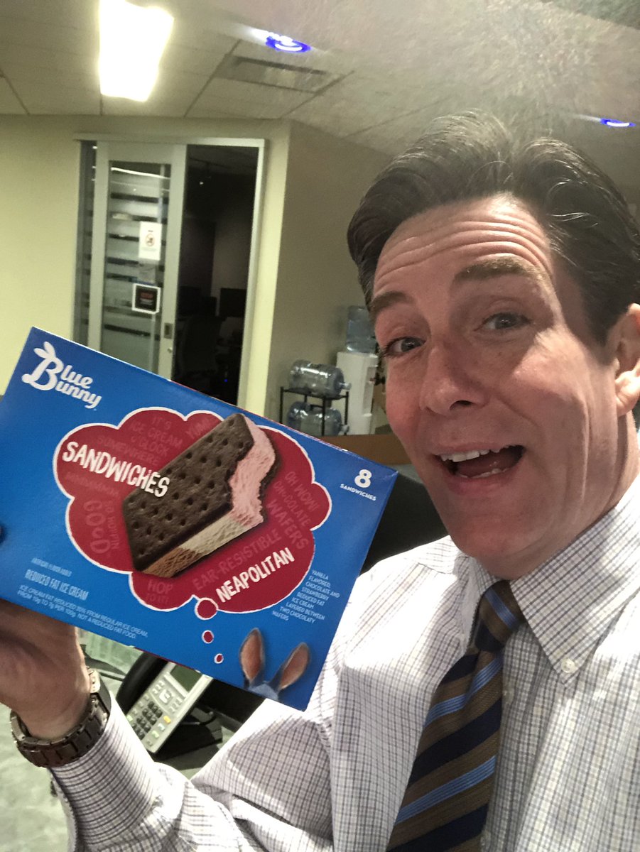 JimDonovanNews's tweet photo. Itโs #IceCreamTuesday in the newsroom. Today I brought in @Blue_Bunny Neapolitan sandwiches. #3AMSnack #GoodStuff https://t.co/rkPGpycSUq