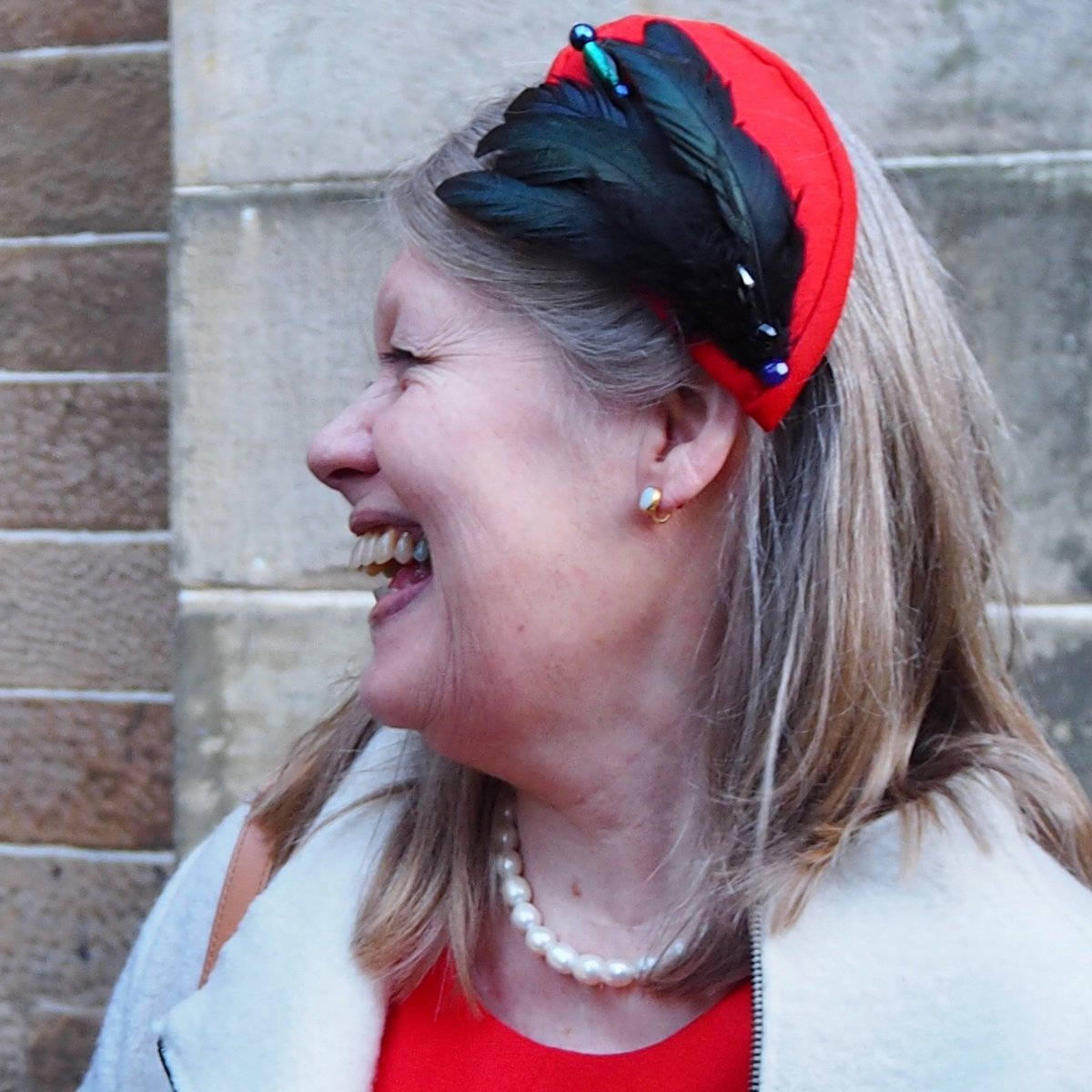 Fabhatrix's tweet image. This lovely photo was sent to us by Annika, it so lovely to see our customers enjoying their hats! We’re so glad you likened it, you look fantastic. #happyhatcustomer #bespokehats #facinator #madebyhand @fabhatrix #hatshop