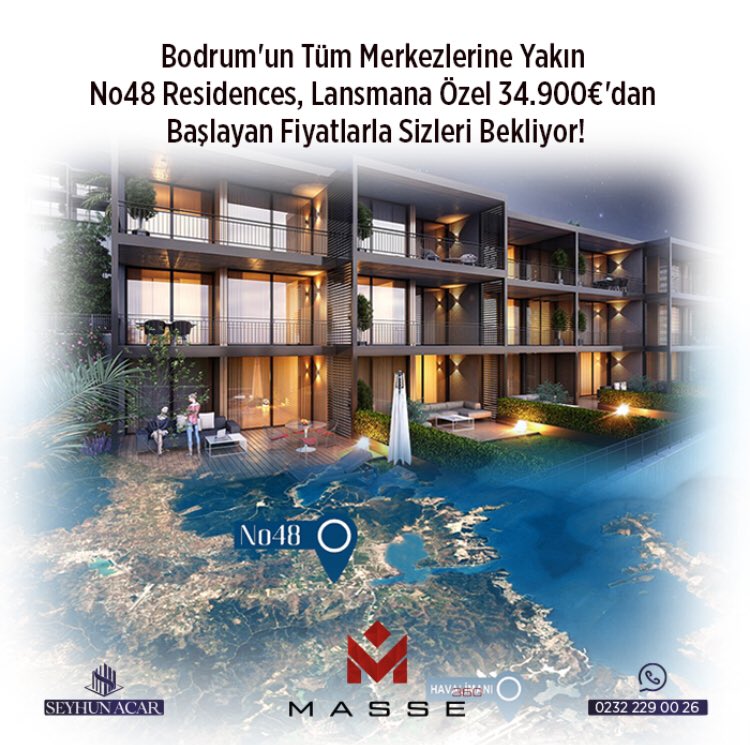 Bodrum'un Tüm Merkezlerine Yakın No48 Residences, Lansmana Özel 34.900€'dan Başlayan Fiyatlarla Sizleri Bekliyor! - Plaj: 10 dk
- Bodrum: 20 dk
- Havalimanı: 10 dk
- Alışveriş Merkezi: 10 dk 🌎 masse360.com
📞 (0232) 229 00 26
