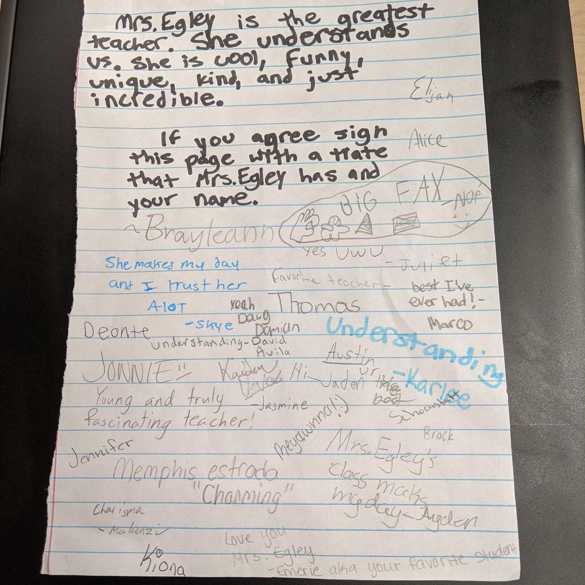 mathwithegley's tweet photo. Some days you just have to happy cry about how sweet your students are. I am so honored to be their teacher. #WPSproud https://t.co/wa6hsmfRK1
