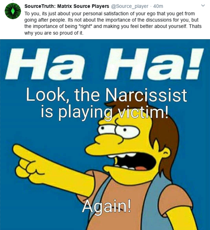 RamblerNash's tweet photo. @mashikalisa @PurpleSkyzOOM Oh look! SourceScammer wants to play the victim again by describing himself and exactly what he has done to others.

Psychotic Narcissistic Gaslighting Hoover! LMAO!

They don't come much more damaged than that folks.

#SourceTruth #Quartz #Crystal #Judy #Cult #Scam https://t.co/21TQqLEHnB